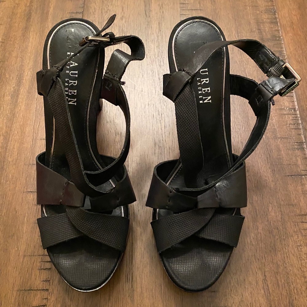 Lauren by Ralph Lauren black heeled sandals